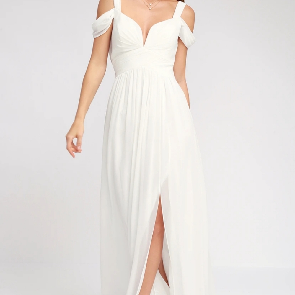 Lulus Ocean of Elegance Ivory Maxi Dress